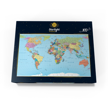 Color world map - borders, countries, roads and cities 100 Jigsaw Puzzle box view1