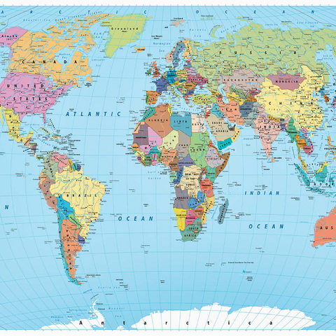 Color world map - borders, countries, roads and cities 100 Jigsaw Puzzle 3D Modell