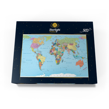 Color world map - borders, countries, roads and cities 500 Jigsaw Puzzle box view1