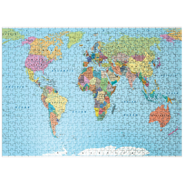 puzzleplate Color world map - borders, countries, roads and cities 500 Jigsaw Puzzle