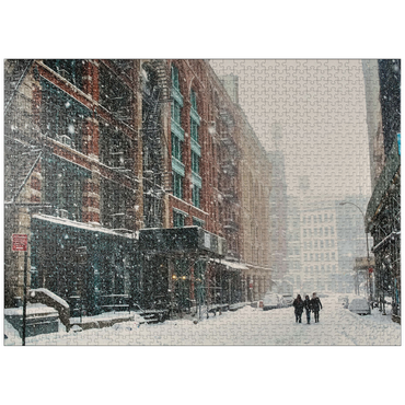 puzzleplate A street in New York City during a snowstorm 1000 Jigsaw Puzzle