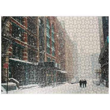 puzzleplate A street in New York City during a snowstorm 500 Jigsaw Puzzle