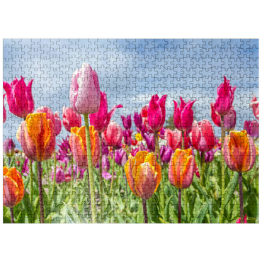 puzzleplate Orange yellow tulip field 500 Jigsaw Puzzle