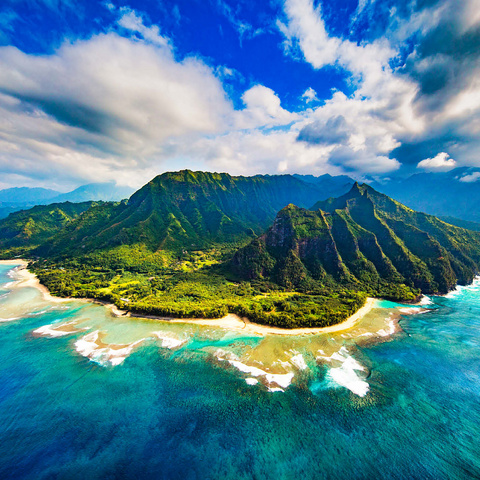 Aerial view on Na Pali coast, Kauai, Hawaii 1000 Jigsaw Puzzle 3D Modell