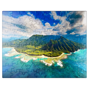 puzzleplate Aerial view on Na Pali coast Kauai Hawaii 100 Jigsaw Puzzle
