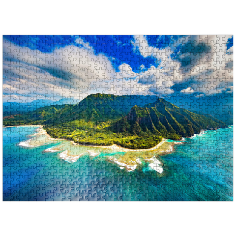 puzzleplate Aerial view on Na Pali coast Kauai Hawaii 500 Jigsaw Puzzle