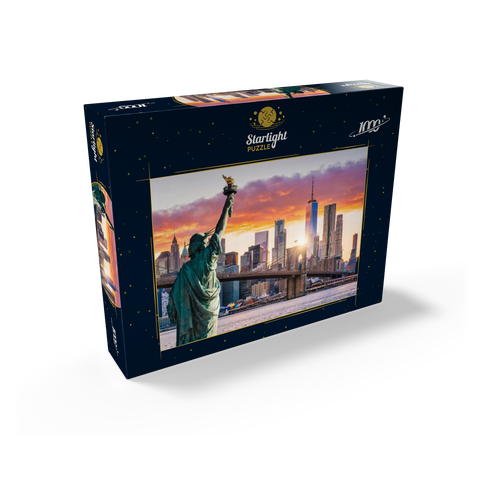 Statue of Liberty and New York City skyline at sunset, USA 1000 Jigsaw Puzzle box view1