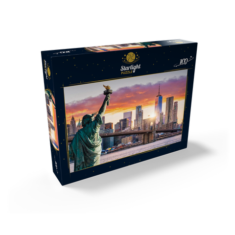 Statue of Liberty and New York City skyline at sunset USA 100 Jigsaw Puzzle box view1