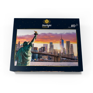 Statue of Liberty and New York City skyline at sunset USA 100 Jigsaw Puzzle box view1