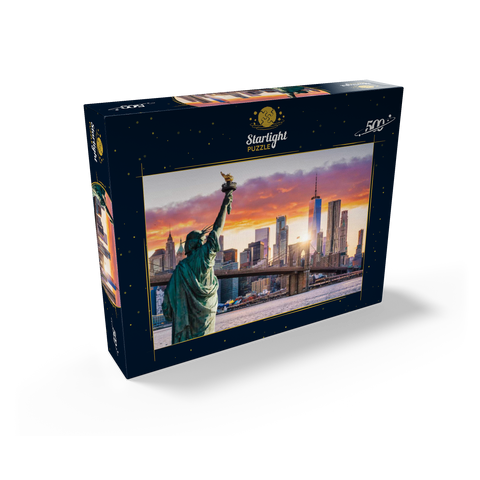 Statue of Liberty and New York City skyline at sunset USA 500 Jigsaw Puzzle box view1