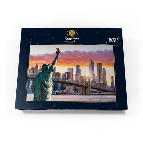 Statue of Liberty and New York City skyline at sunset USA 500 Jigsaw Puzzle box view1