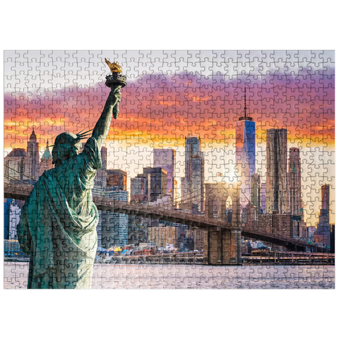 puzzleplate Statue of Liberty and New York City skyline at sunset USA 500 Jigsaw Puzzle