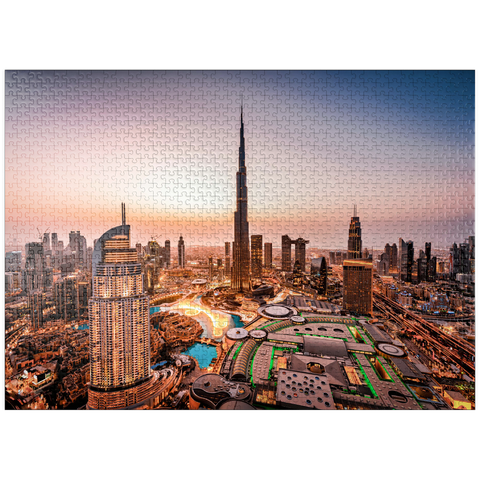 puzzleplate Dubai skyline by night 1000 Jigsaw Puzzle