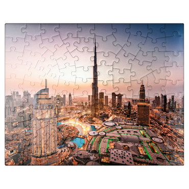 puzzleplate Dubai skyline by night 100 Jigsaw Puzzle