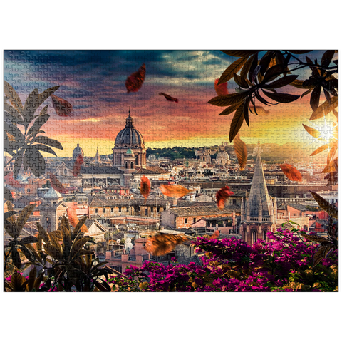 puzzleplate Beautiful sunset over the city of Rome in the evening 1000 Jigsaw Puzzle