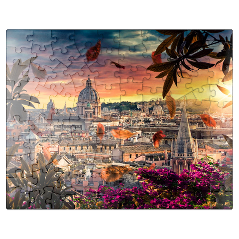 puzzleplate Beautiful sunset over the city of Rome in the evening 100 Jigsaw Puzzle