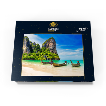 Thai longtail boat on sandy Railay Beach in Krabi province, Thailand 1000 Jigsaw Puzzle box view1