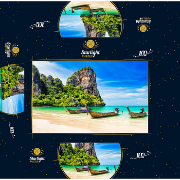 Thai longtail boat on sandy Railay Beach in Krabi province Thailand 100 Jigsaw Puzzle box 3D Modell
