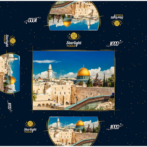 Western wall and dome of the Dome of the Rock in the ancient city of Jerusalem, Israel. 1000 Jigsaw Puzzle box 3D Modell