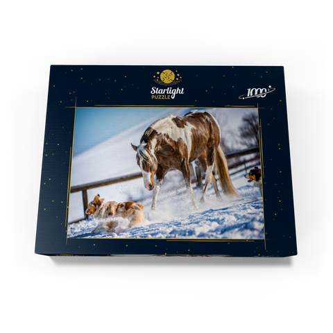 American Paint Horse on snow 1000 Jigsaw Puzzle box view1