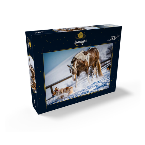 American Paint Horse on snow 500 Jigsaw Puzzle box view1