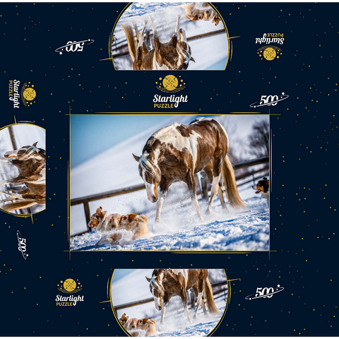 American Paint Horse on snow 500 Jigsaw Puzzle box 3D Modell