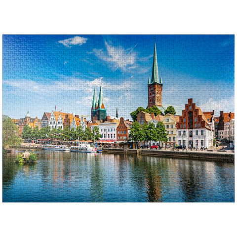 puzzleplate Lübeck with the famous Marienkirche, Schleswig-Holstein, Germany 1000 Jigsaw Puzzle
