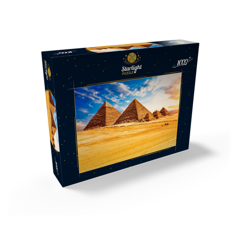 The pyramids in the sunny Giza desert, Egypt 1000 Jigsaw Puzzle box view1
