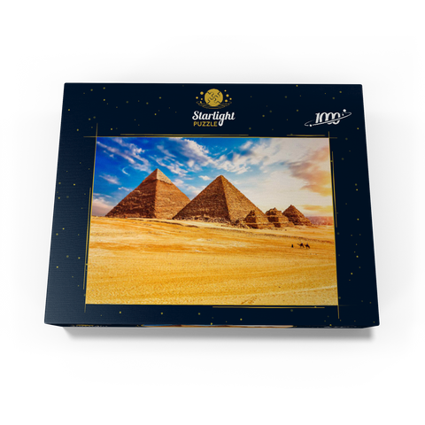 The pyramids in the sunny Giza desert, Egypt 1000 Jigsaw Puzzle box view1
