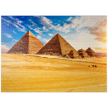 puzzleplate The pyramids in the sunny Giza desert, Egypt 1000 Jigsaw Puzzle