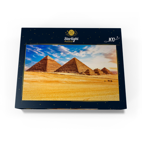 The pyramids in the sunny Giza desert Egypt 100 Jigsaw Puzzle box view1