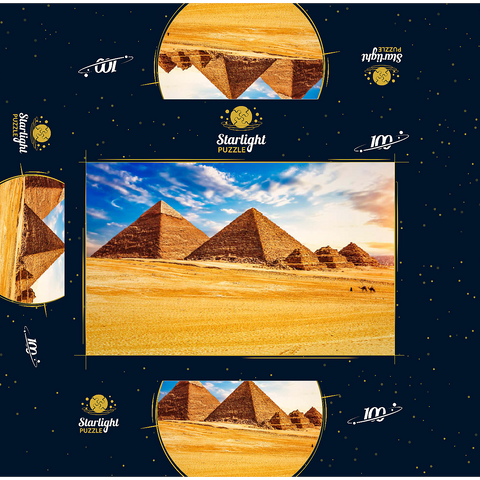The pyramids in the sunny Giza desert Egypt 100 Jigsaw Puzzle box 3D Modell
