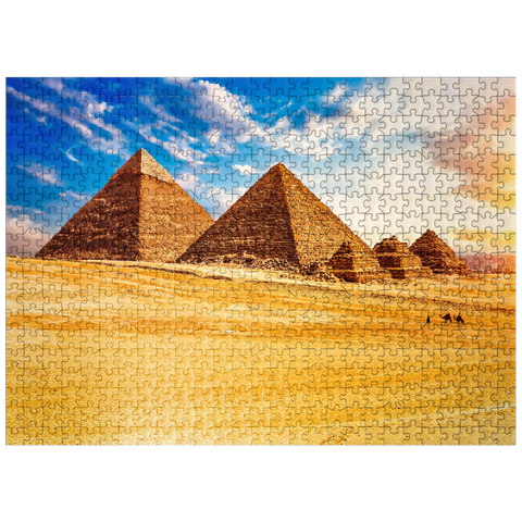 puzzleplate The pyramids in the sunny Giza desert Egypt 500 Jigsaw Puzzle