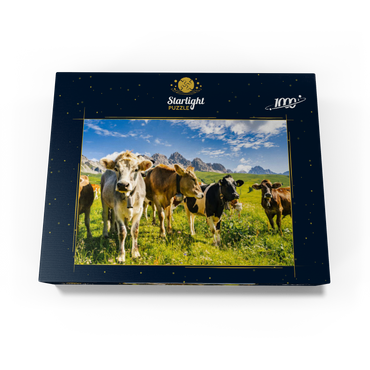 Cows in front of an idyllic alpine landscape 1000 Jigsaw Puzzle box view1