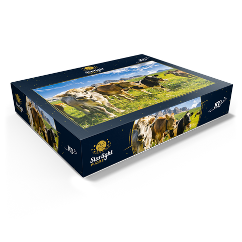 Cows in front of an idyllic alpine landscape 100 Jigsaw Puzzle box view1