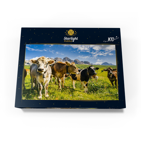 Cows in front of an idyllic alpine landscape 100 Jigsaw Puzzle box view1