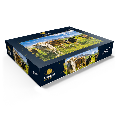 Cows in front of an idyllic alpine landscape 500 Jigsaw Puzzle box view1