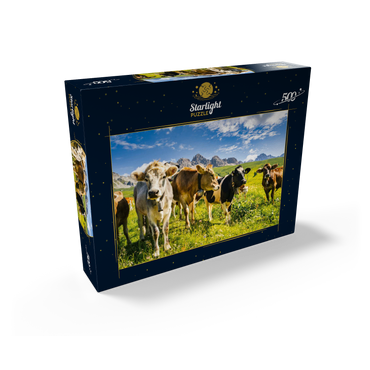 Cows in front of an idyllic alpine landscape 500 Jigsaw Puzzle box view1