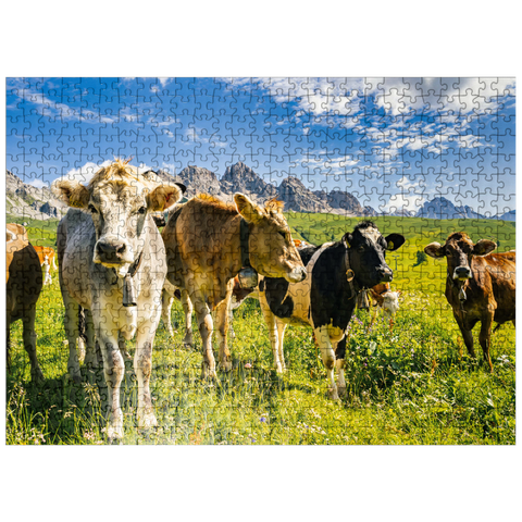 puzzleplate Cows in front of an idyllic alpine landscape 500 Jigsaw Puzzle