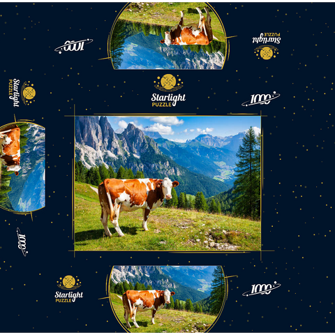 Grazing cows in the Dolomite mountains 1000 Jigsaw Puzzle box 3D Modell