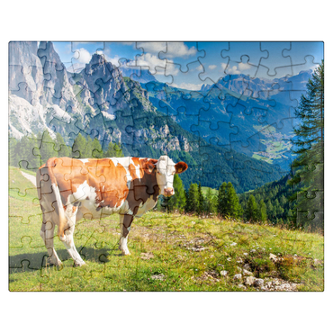 puzzleplate Grazing cows in the Dolomite mountains 100 Jigsaw Puzzle