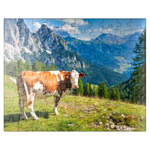 puzzleplate Grazing cows in the Dolomite mountains 100 Jigsaw Puzzle