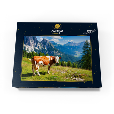 Grazing cows in the Dolomite mountains 500 Jigsaw Puzzle box view1
