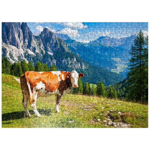 puzzleplate Grazing cows in the Dolomite mountains 500 Jigsaw Puzzle