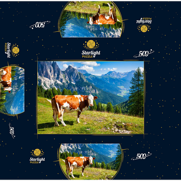 Grazing cows in the Dolomite mountains 500 Jigsaw Puzzle box 3D Modell