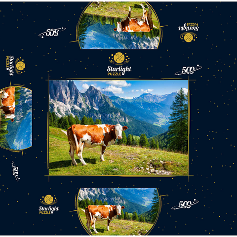 Grazing cows in the Dolomite mountains 500 Jigsaw Puzzle box 3D Modell