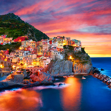Famous town of Manarola in Italy - Cinque Terre, Liguria 1000 Jigsaw Puzzle 3D Modell