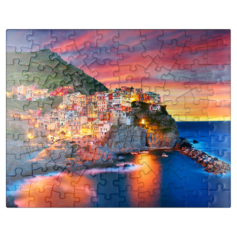 puzzleplate Famous town of Manarola in Italy - Cinque Terre Liguria 100 Jigsaw Puzzle
