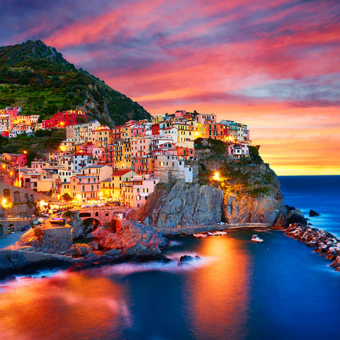Famous town of Manarola in Italy - Cinque Terre Liguria 500 Jigsaw Puzzle 3D Modell