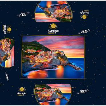 Famous town of Manarola in Italy - Cinque Terre Liguria 500 Jigsaw Puzzle box 3D Modell